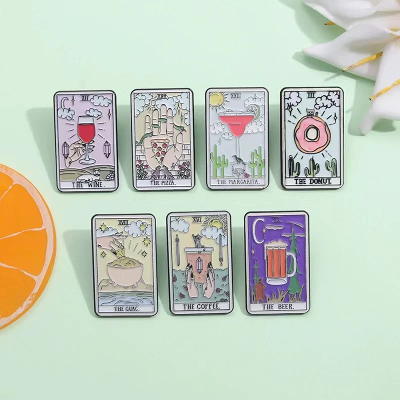 Wine Beer Pizza - Эмалированные булавки Tarot на заказ, пиво,