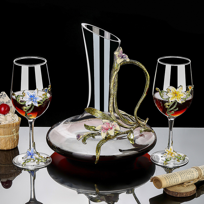 Wine Glass Set Crystal - Винтажный набор бокалов с эмалью и